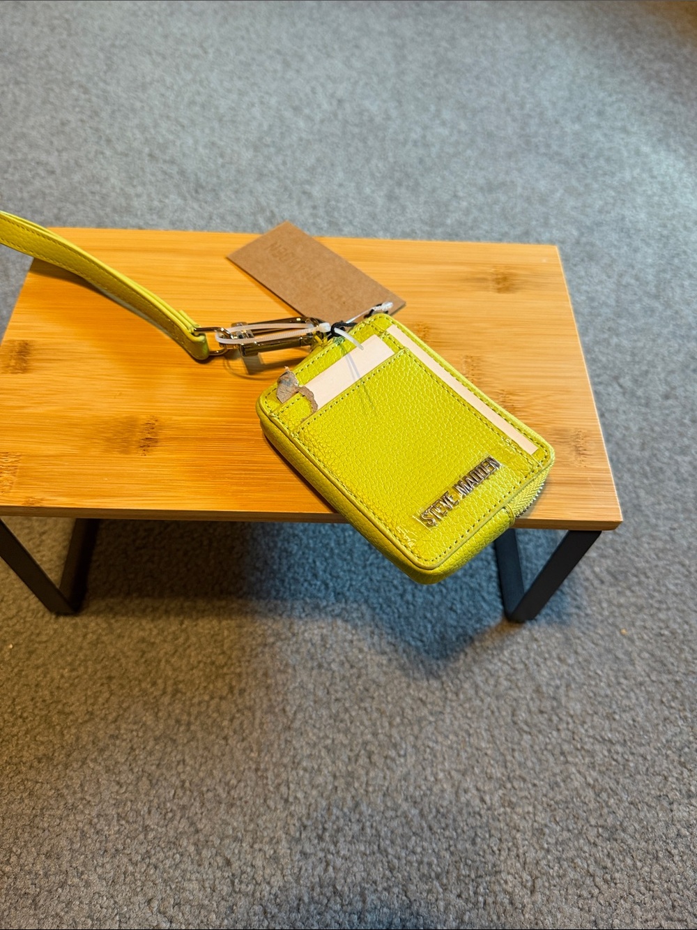 Bright Lemon Green Wristlet Card Holder Steve Madden
